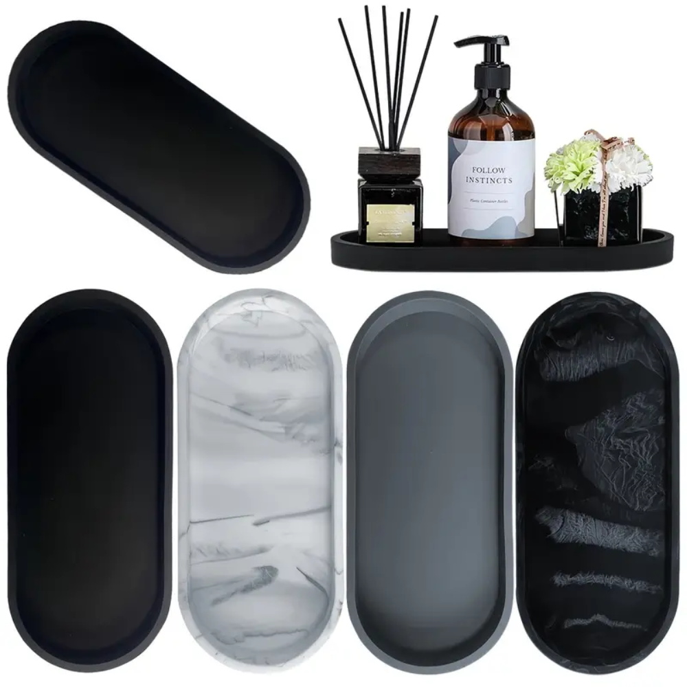 Desk Setup Essentials - 1Pc Bathroom Dressing Silicone Tray, Rectangular