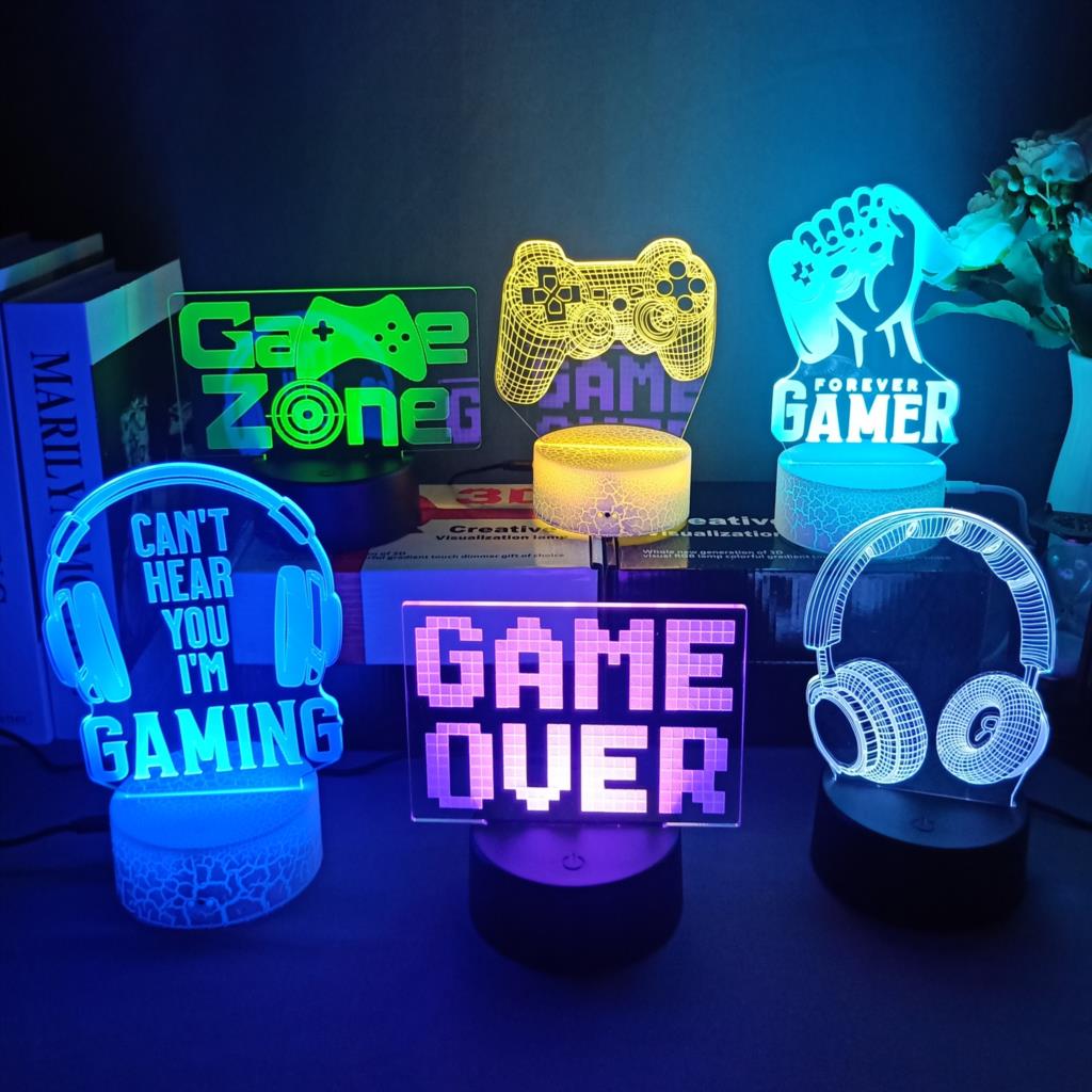 Desk Setup Kids - 3D Night Lamp Gaming Room Desk