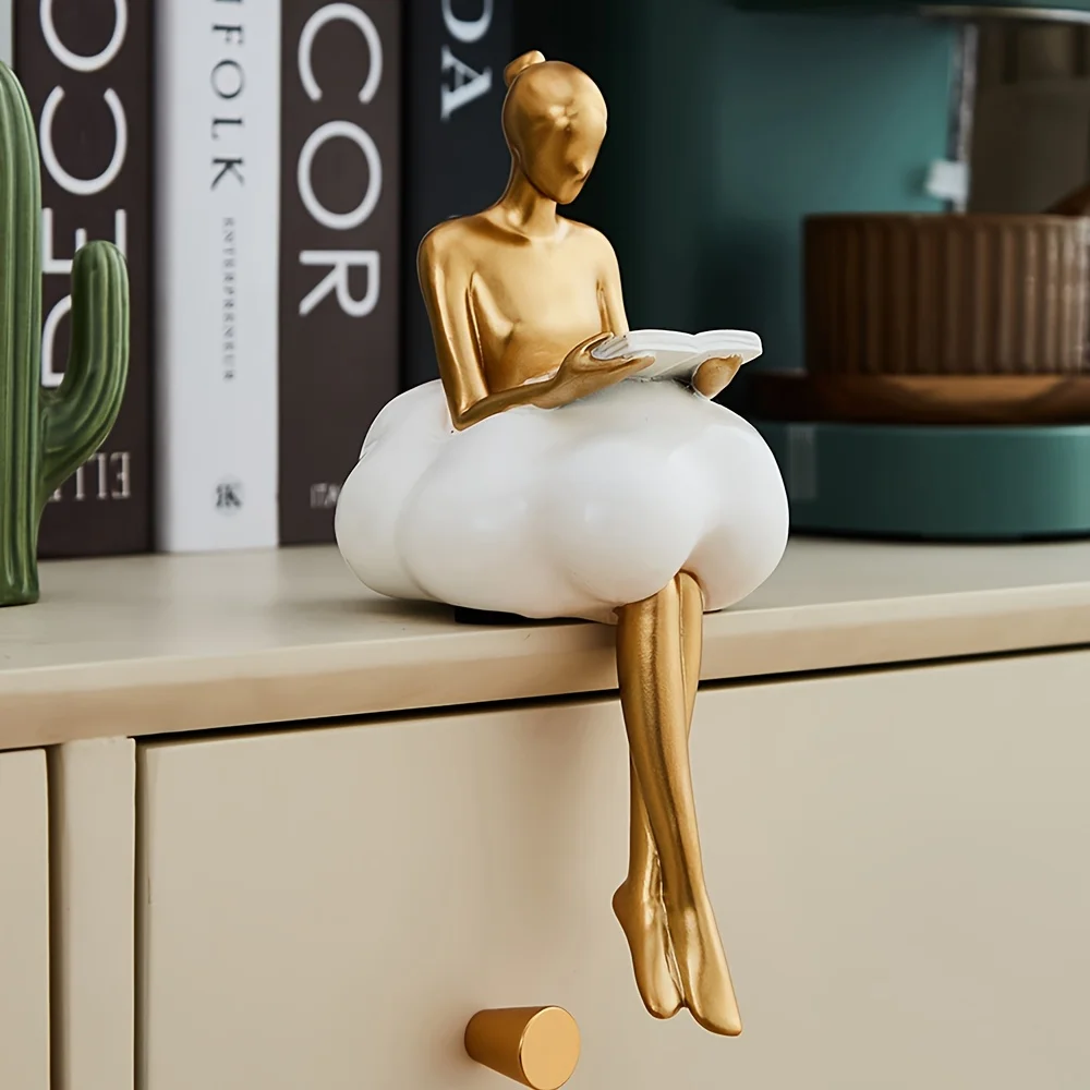Desk Setup Girl - Cloud Girl Sculpture Abstract Art Figure