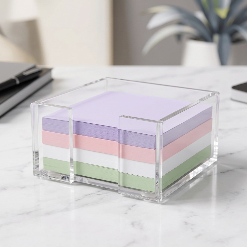 Sticky Memo Holder - Transparent Sticky Note Holder Multi-Functional Crystal