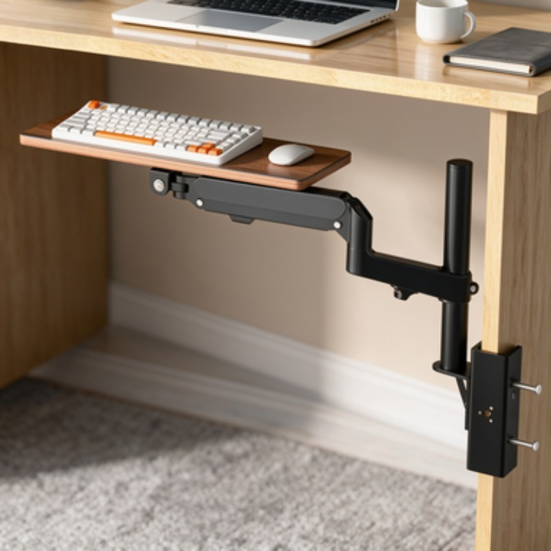 Desk Setup With Keyboard Tray - Save Space Under Desk Keyboard Tray