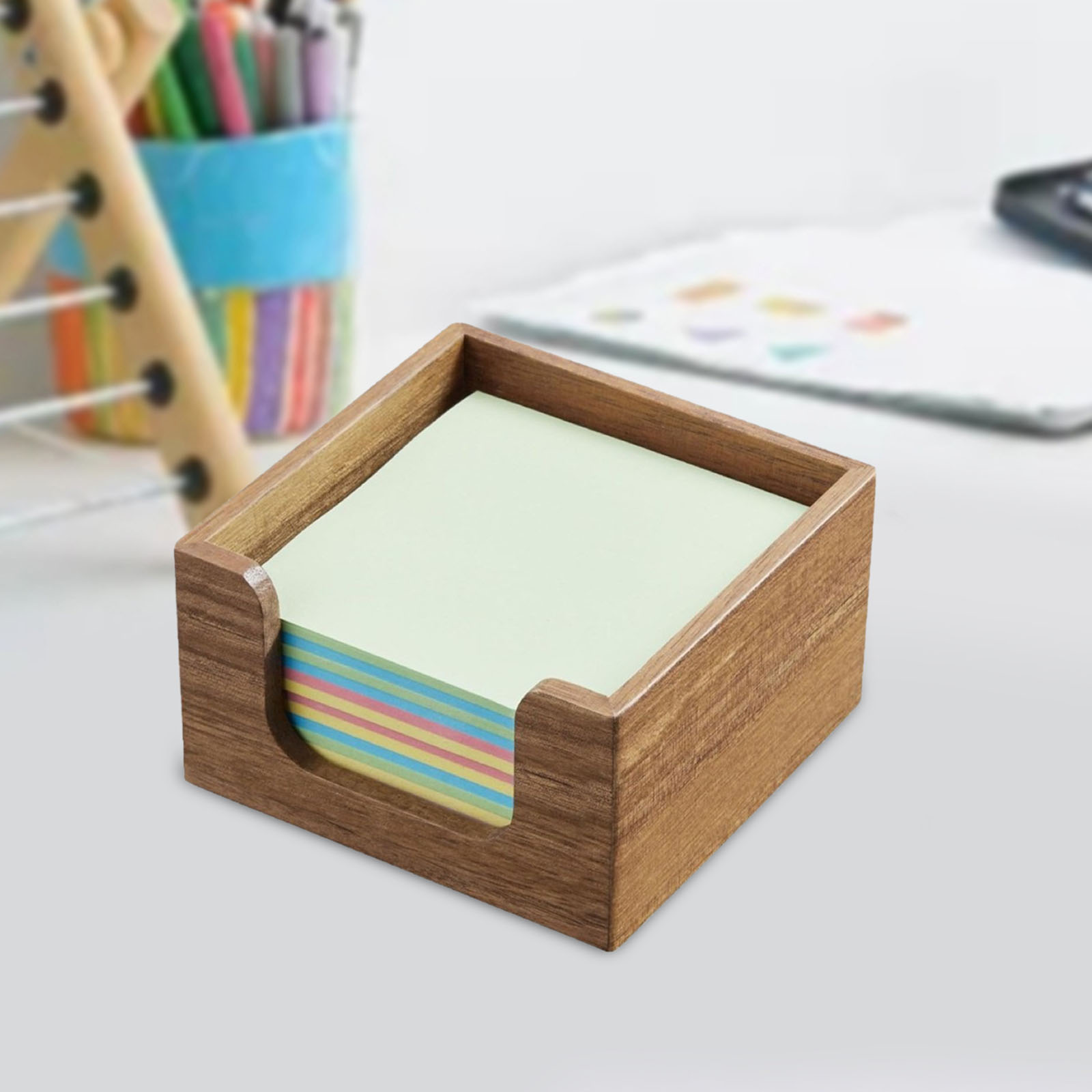 Sticky Memo Holder - Acacia Wood Sticky Note Holder,Memo Pad