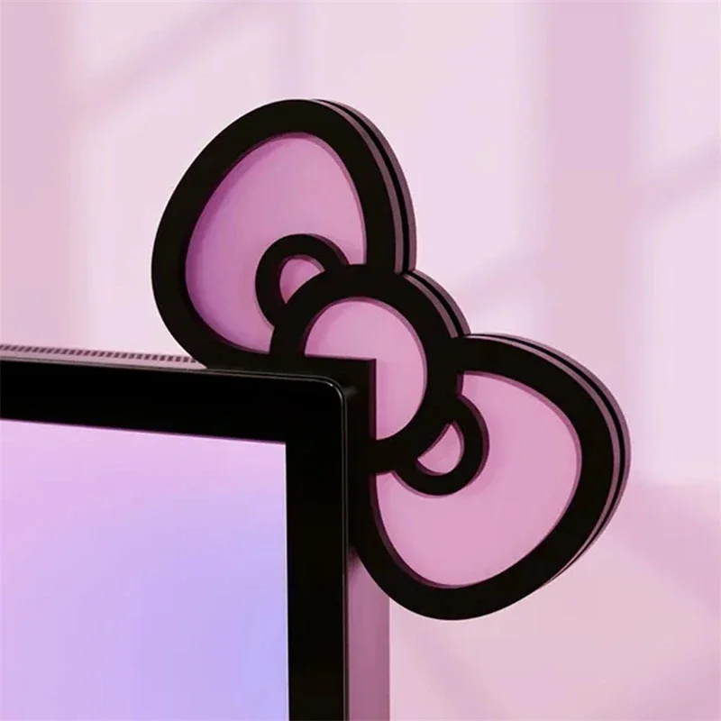 Desk Setup Pc - Kawaii Pink Acrylic Bow Monitor Decor