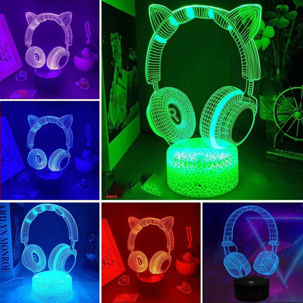Desk Setup Kids - New Headphones 3D Illusion Night Light