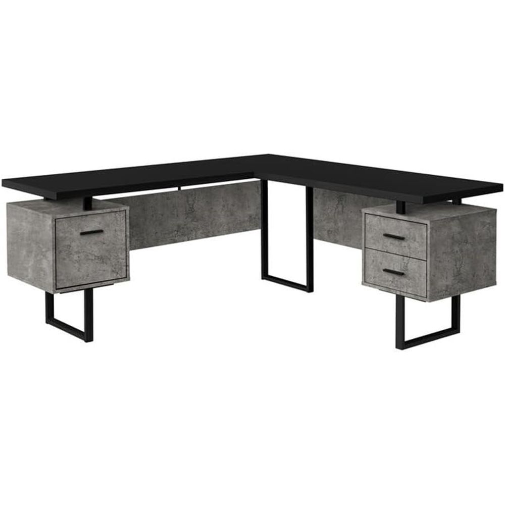 Desk Setup Grey - L-Shaped 70 Computer Desk with Storage