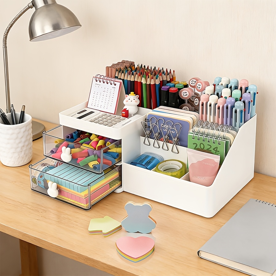 Sticky Memo Holder - Cute Rabbit Desk Organizer Pen Holder