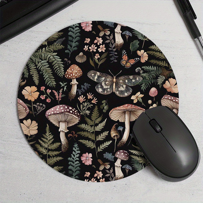 Desk Setup Keyboard - Round Forest Plant Mouse Pad Rubber