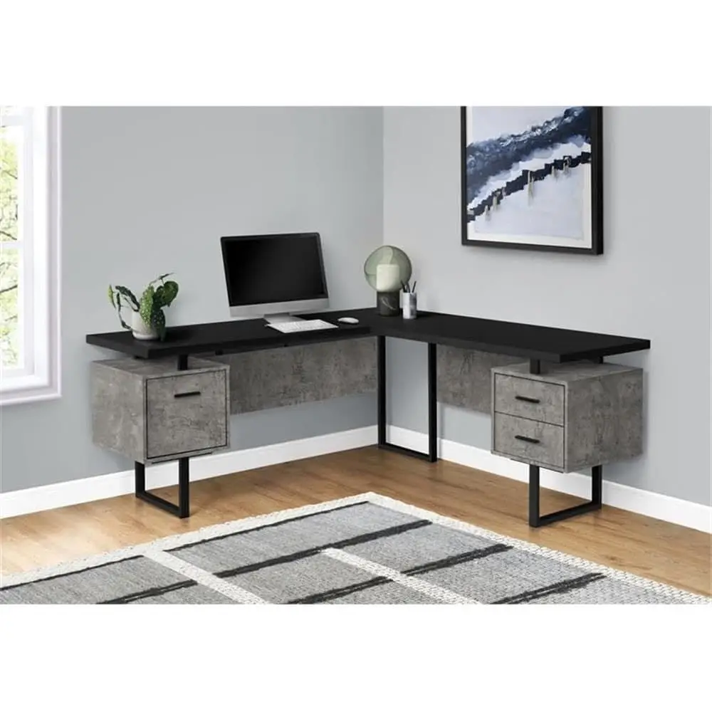 L-Shaped 70 Computer Desk with - Desk Setup Grey recension och pris