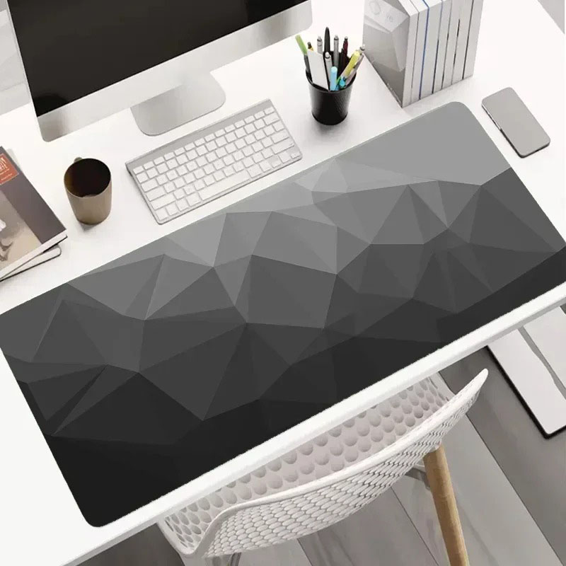 Modern Dark Geometric Tableclo - Desk Setup Grey recension och pris