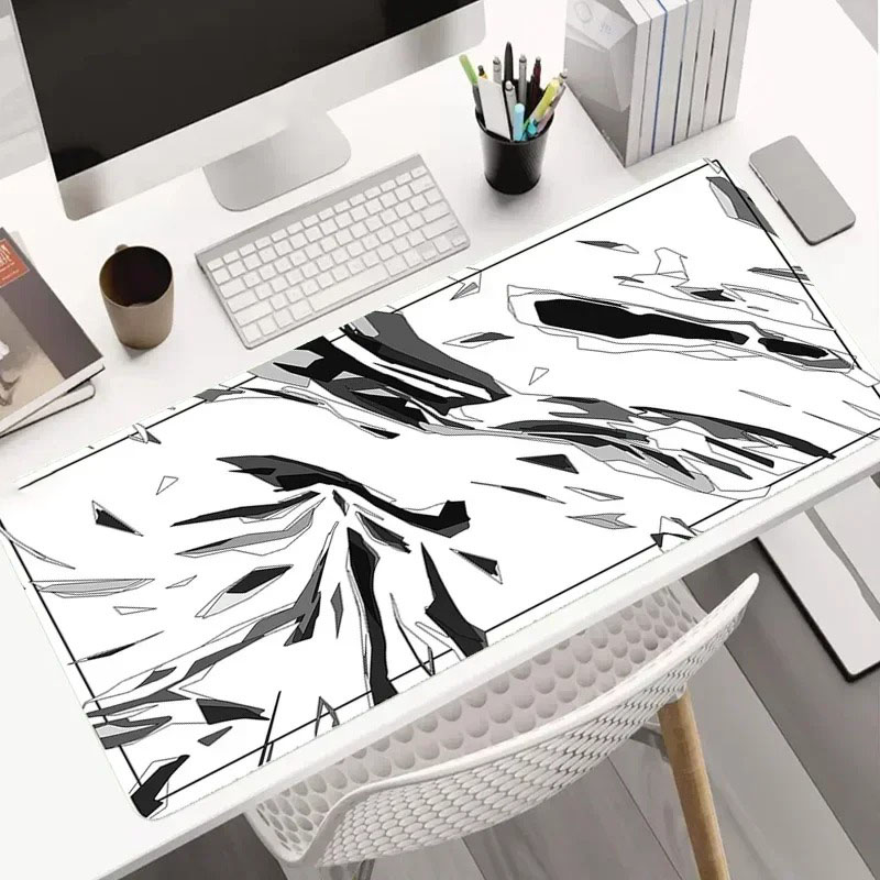 Modern Dark Geometric Tableclo - Desk Setup Grey recension och pris
