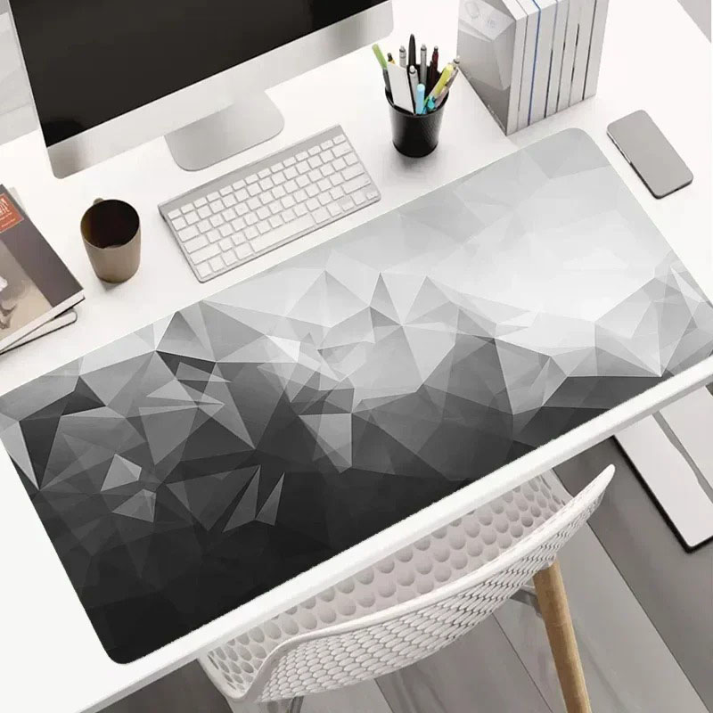 Modern Dark Geometric Tableclo - Desk Setup Grey recension och pris