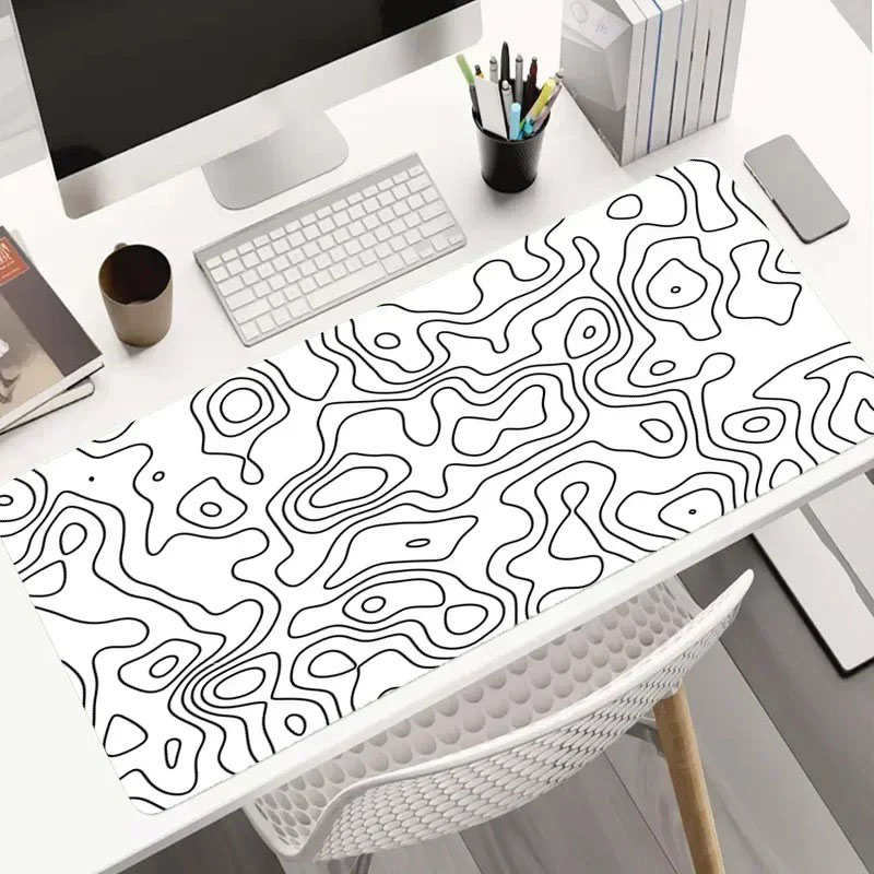 Modern Dark Geometric Tableclo - Desk Setup Grey recension och pris