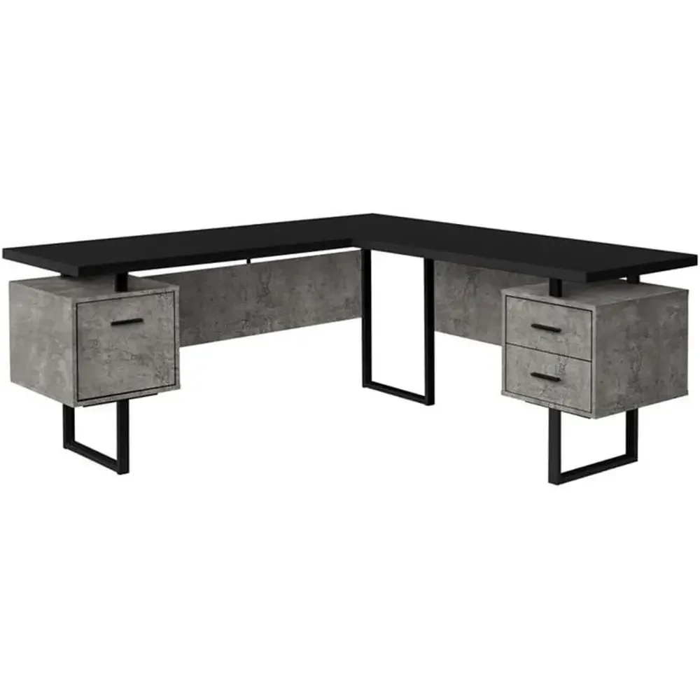 L-Shaped 70 Computer Desk with - Desk Setup Grey recension och pris