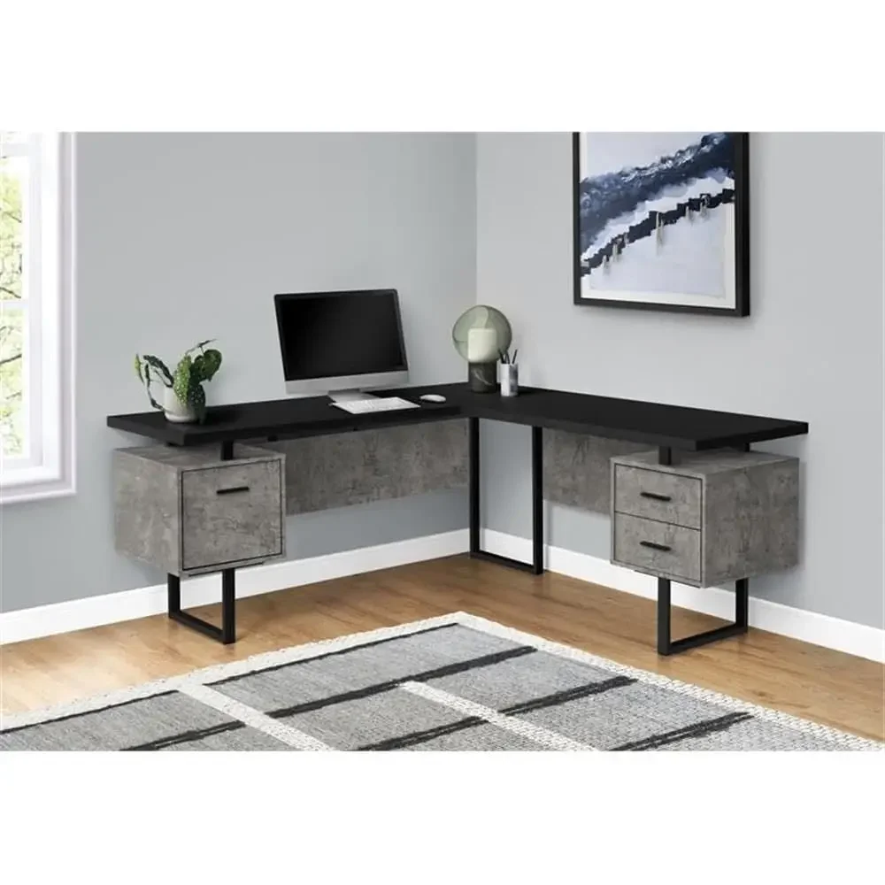 L-Shaped 70 Computer Desk with - Desk Setup Grey recension och pris
