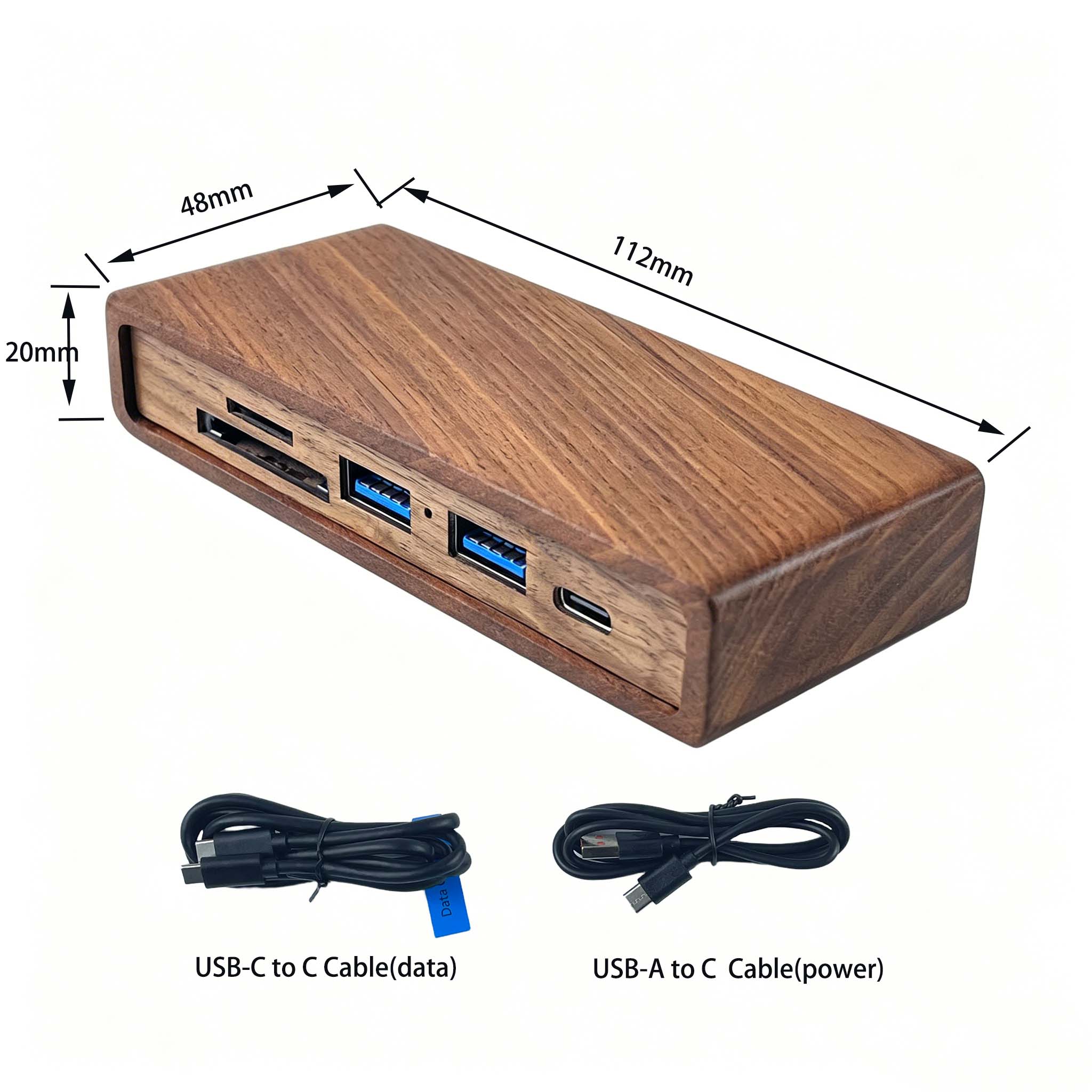Walnut & Beech Wood 5-in-1 USB - Desk Setup Usb Hub recension och pris