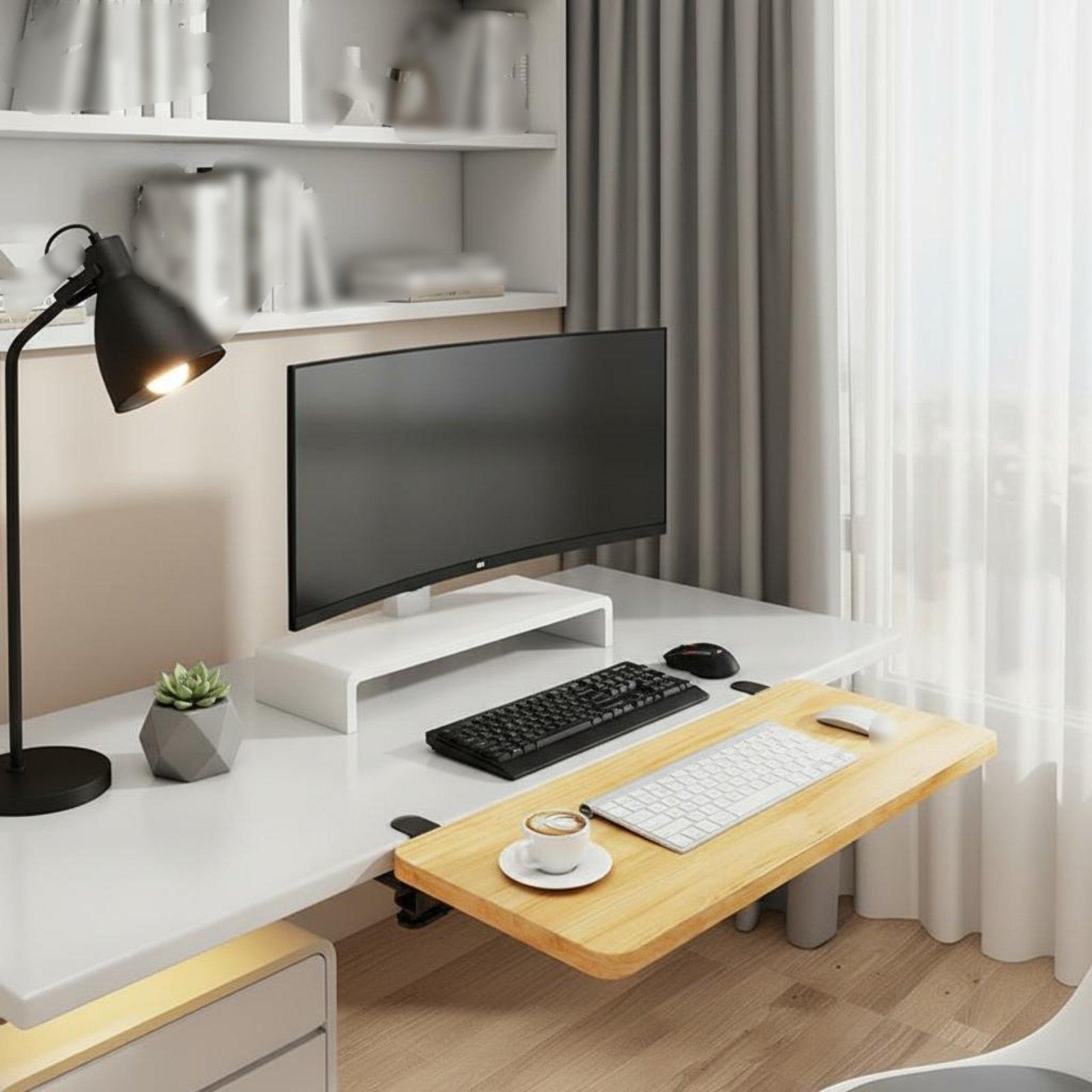 Folding Desk Shelf Desk Extens - Desk Setup With Keyboard Tray recension och pris
