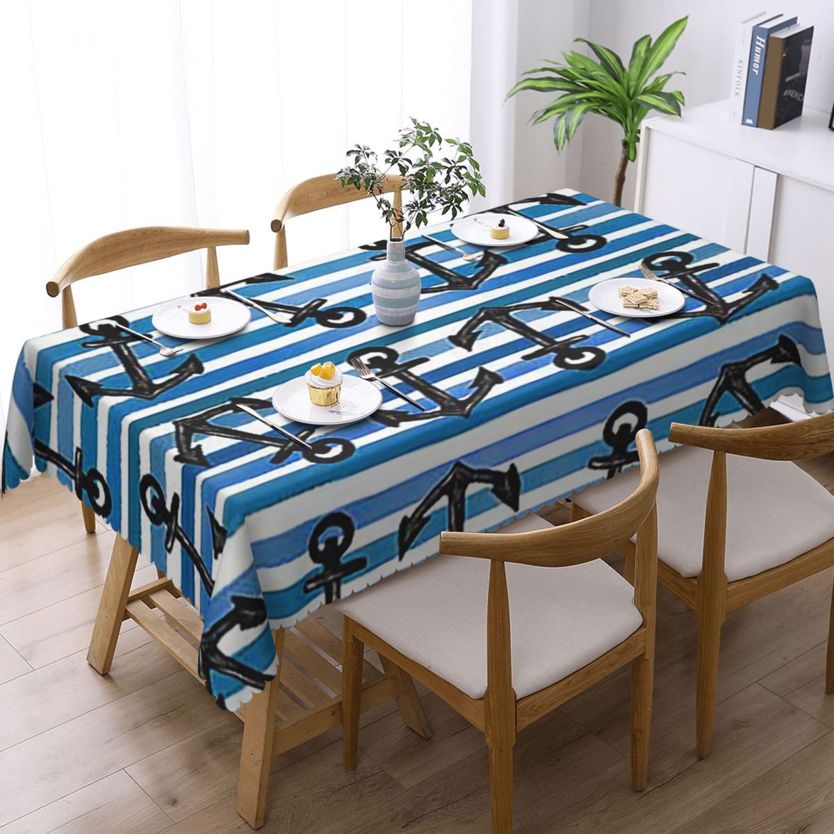 Nautical Blue Anchors Rectangu - Desk Setup Wallpaper recension och pris