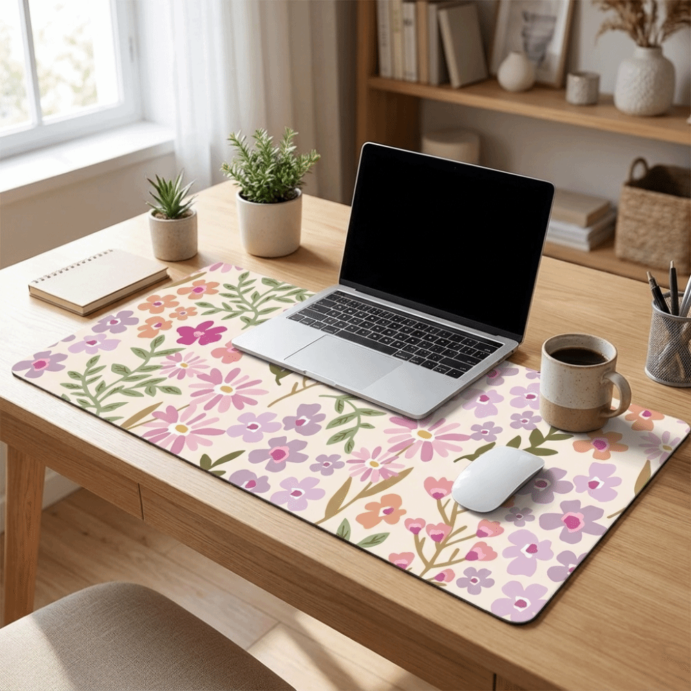 Stain-resistant Large Floral D - Rubber Mat Desk recension och pris