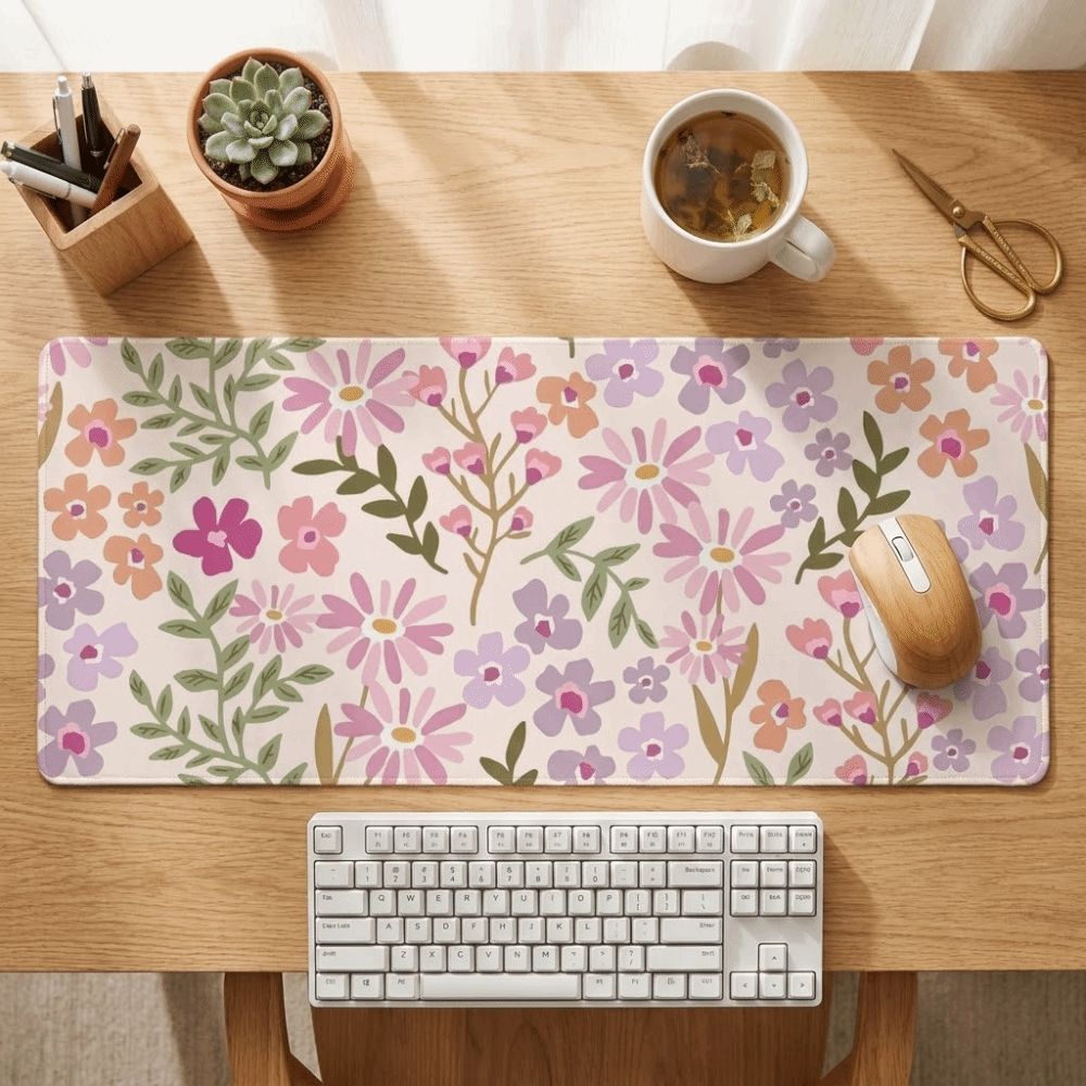 Stain-resistant Large Floral D - Rubber Mat Desk recension och pris