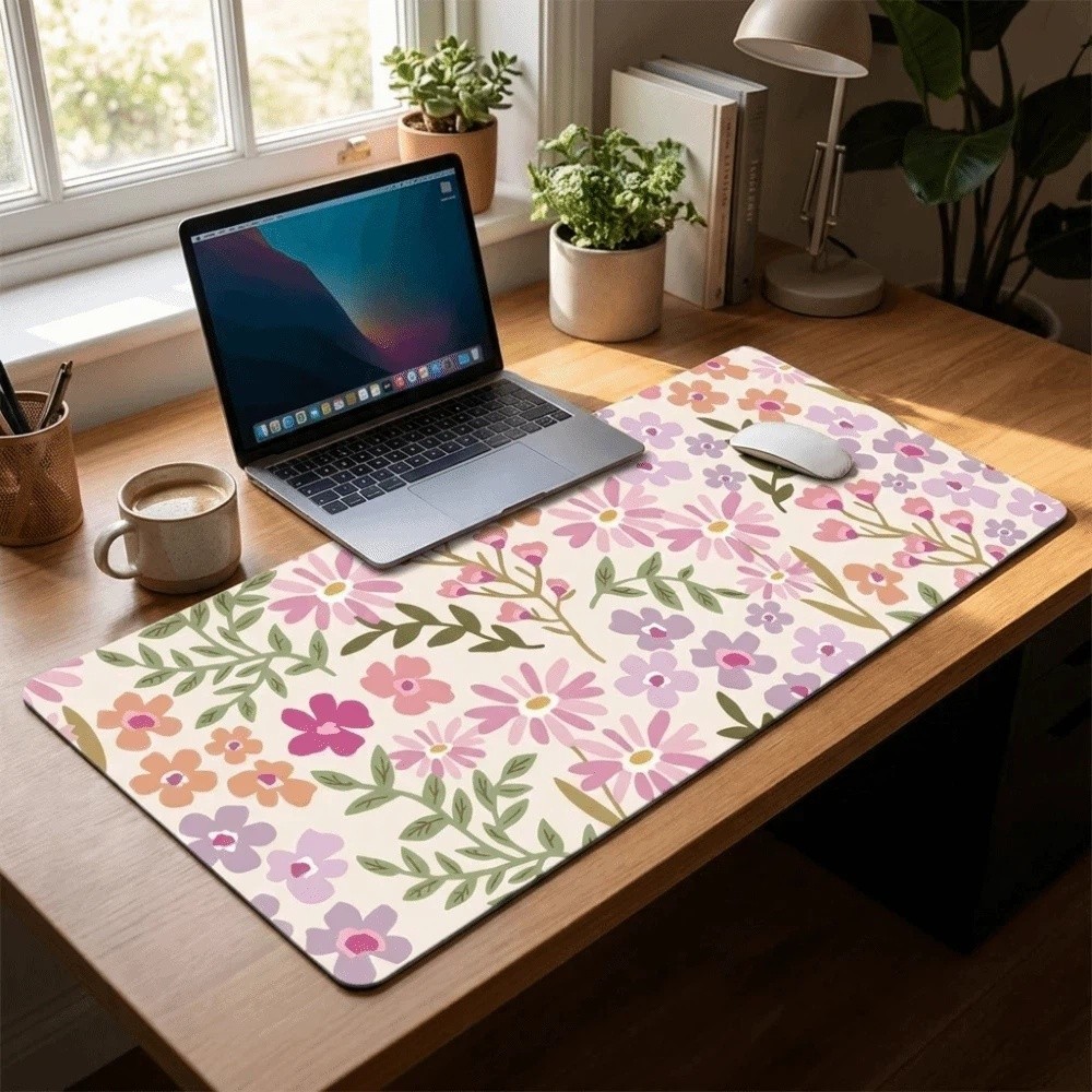 Stain-resistant Large Floral D - Rubber Mat Desk recension och pris