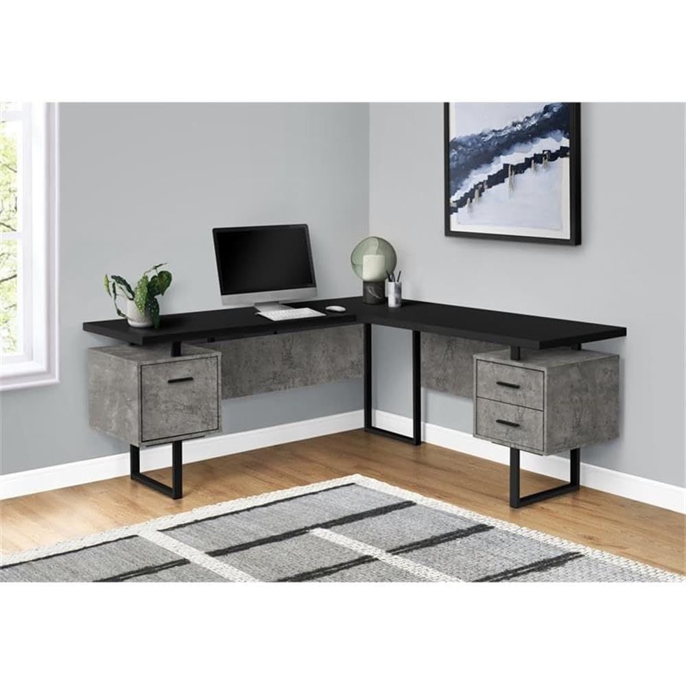 L-Shaped 70 Computer Desk with - Desk Setup Grey recension och pris