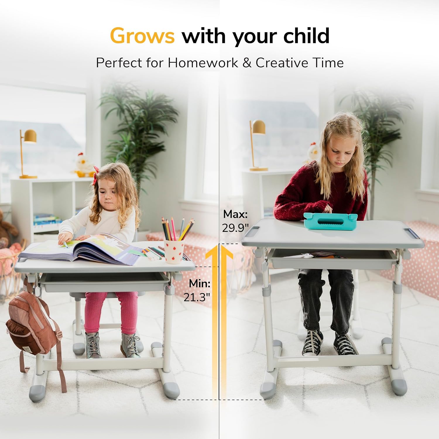 Kids Desk and Chair Set Height - Desk Setup Grey recension och pris