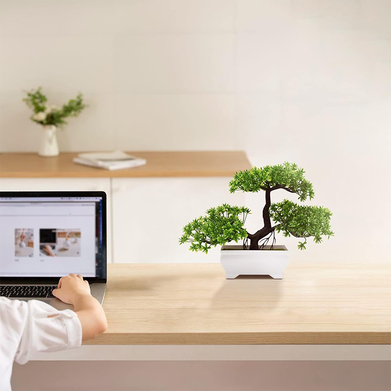 Artificial Bonsai Plastic Bion - Desk Setup Green recension och pris