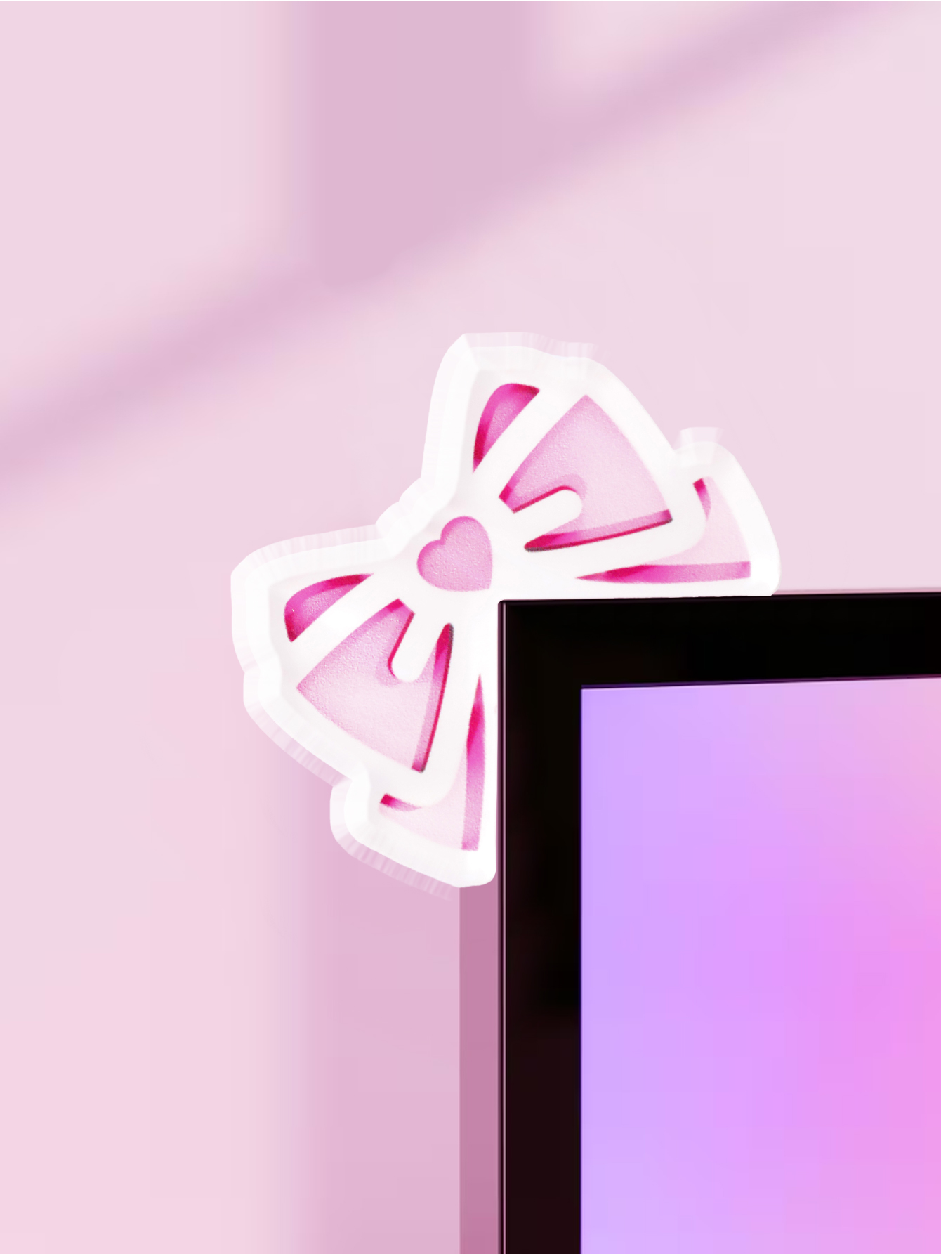 Kawaii Bow Monitor Decor Pink  - Desk Setup Pc recension och pris